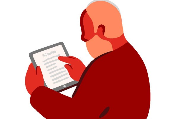 Man with a tablet – illustration
