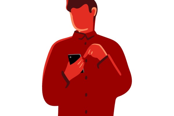 Illustration of a man with a phone