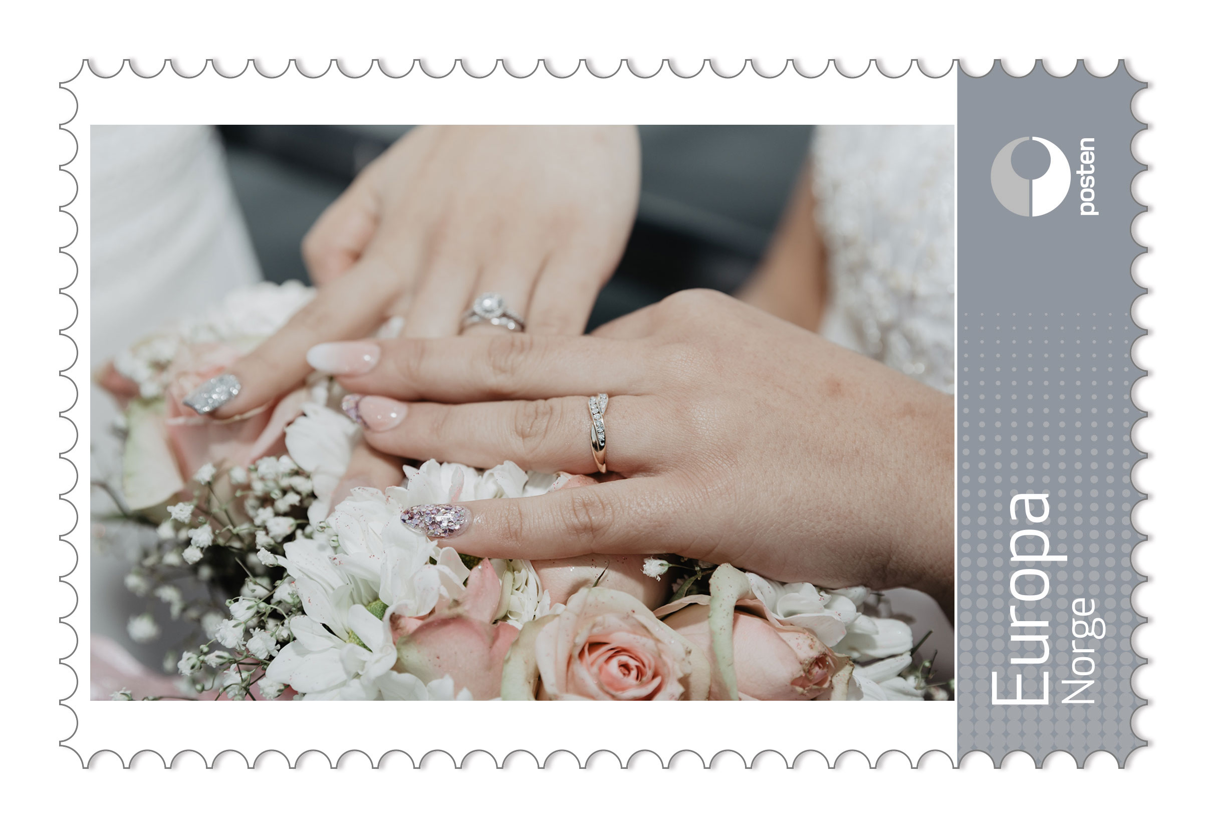 personlig-frimerke-kvinnehender-bryllup